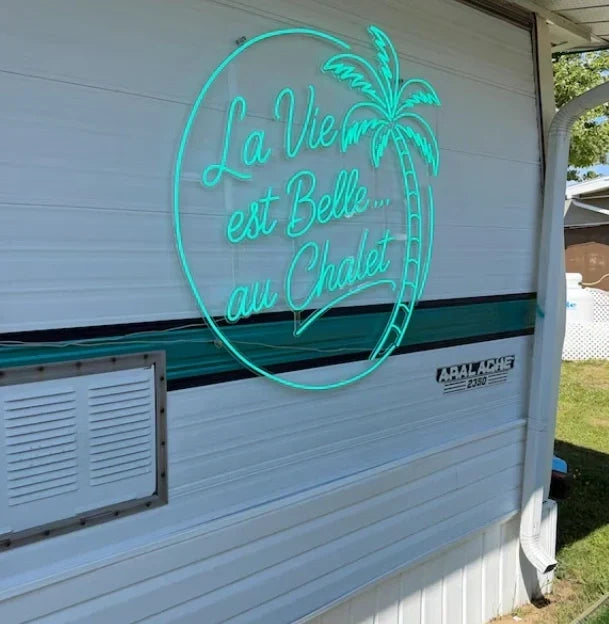 Custom Turquoise LED Neon Chalet Sign