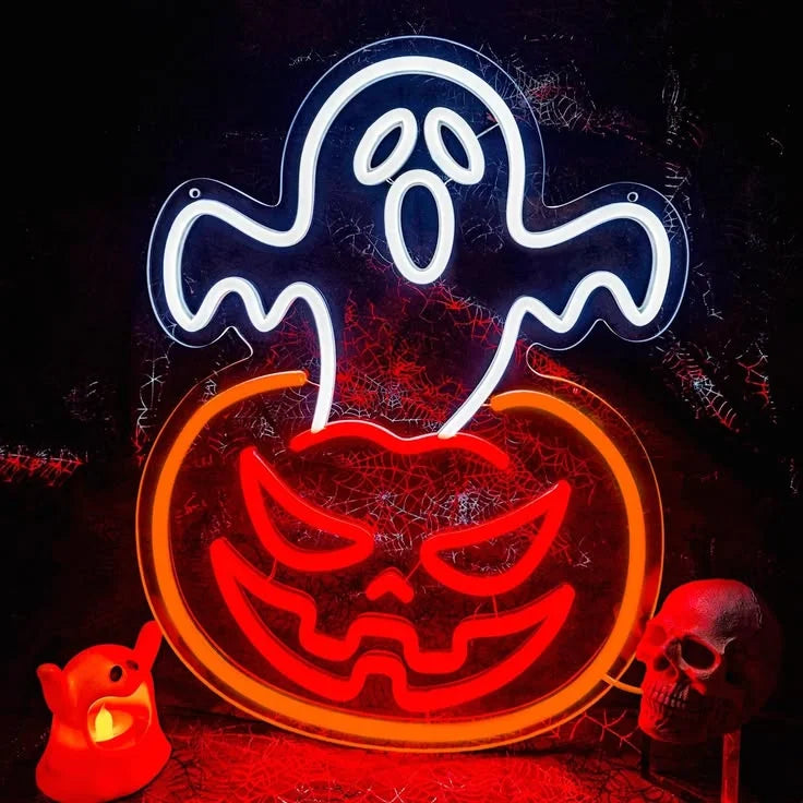 Halloween Ghost and Pumpkin LED Neon Sign