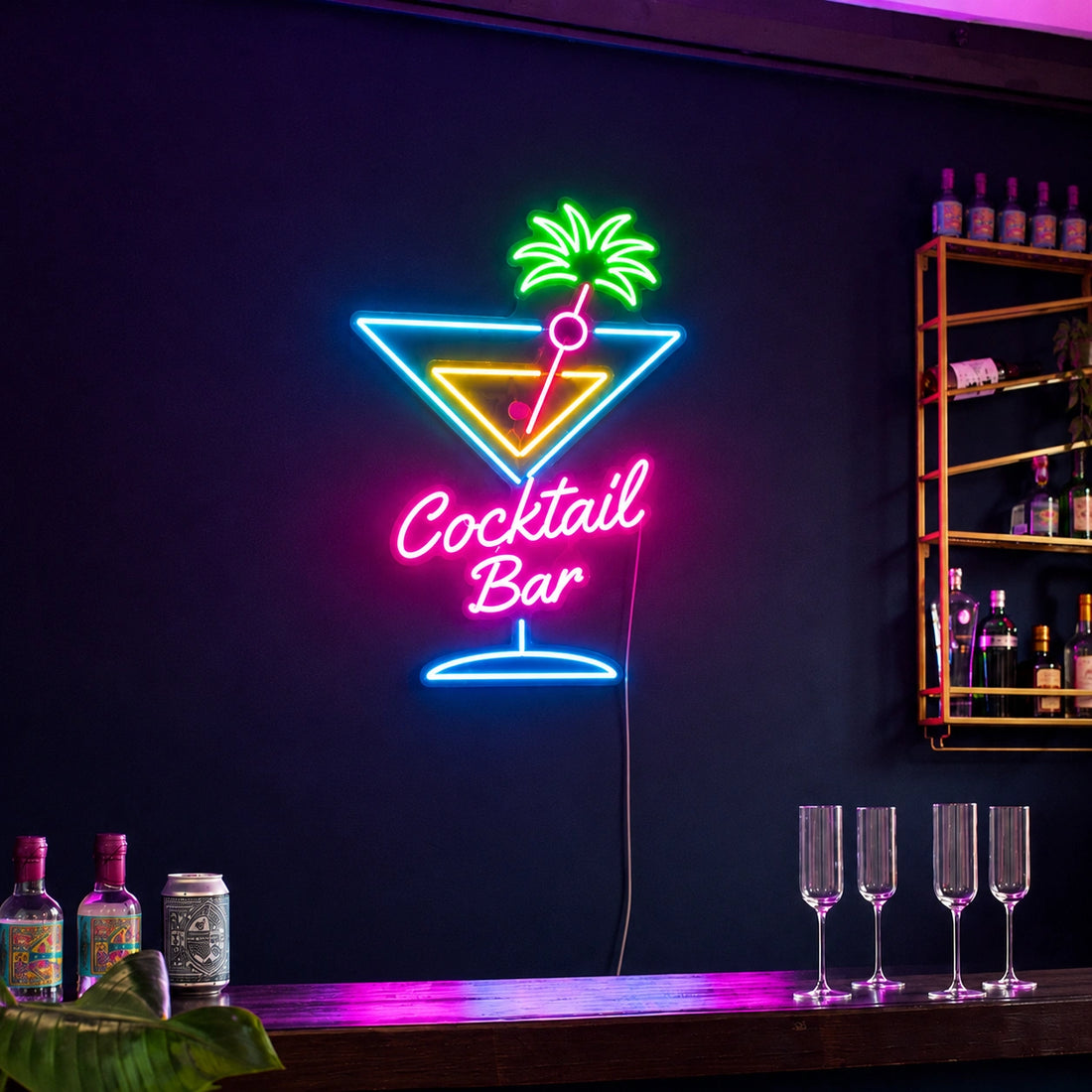 COCKTAIL GLASS NEON LIGHT