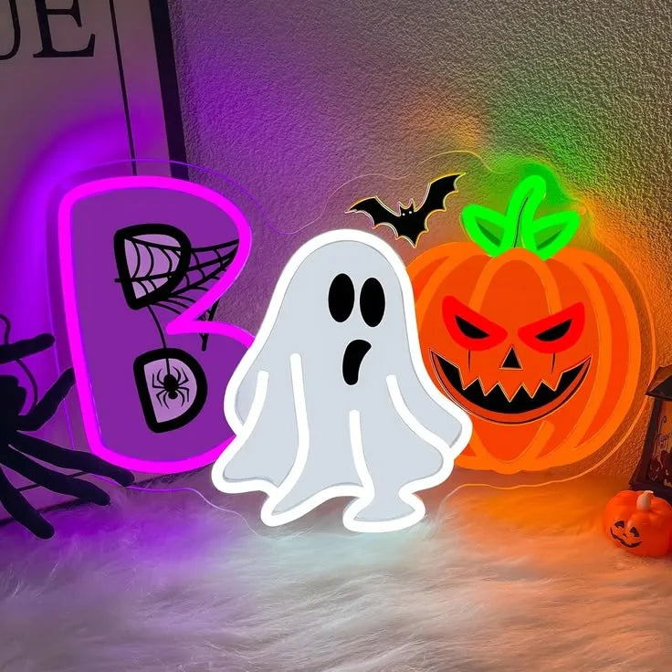 Halloween Ghost and Pumpkin LED Neon Sign