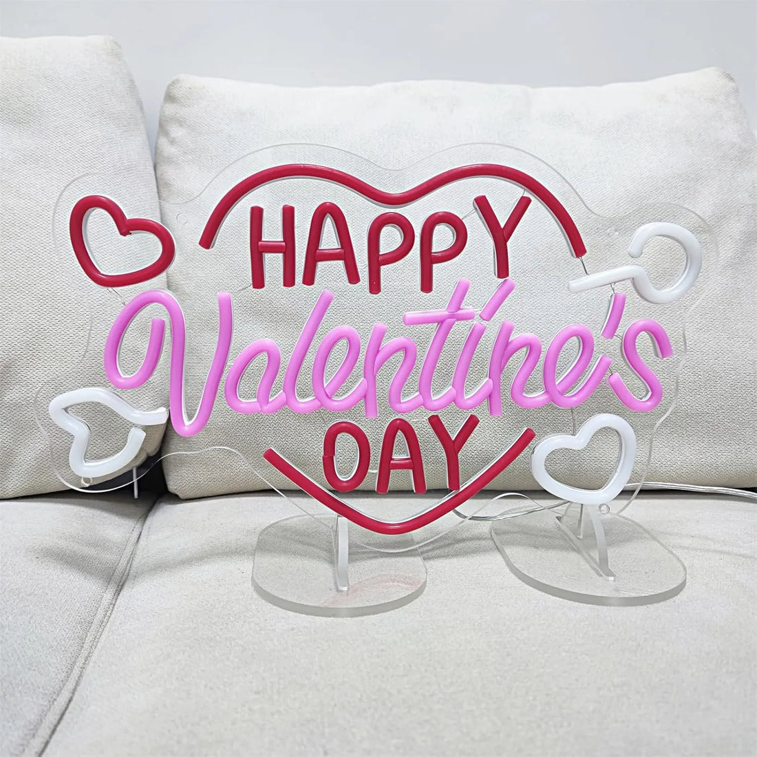 Happy Valentine's Day Neon Sign – LED Light for Wall Décor