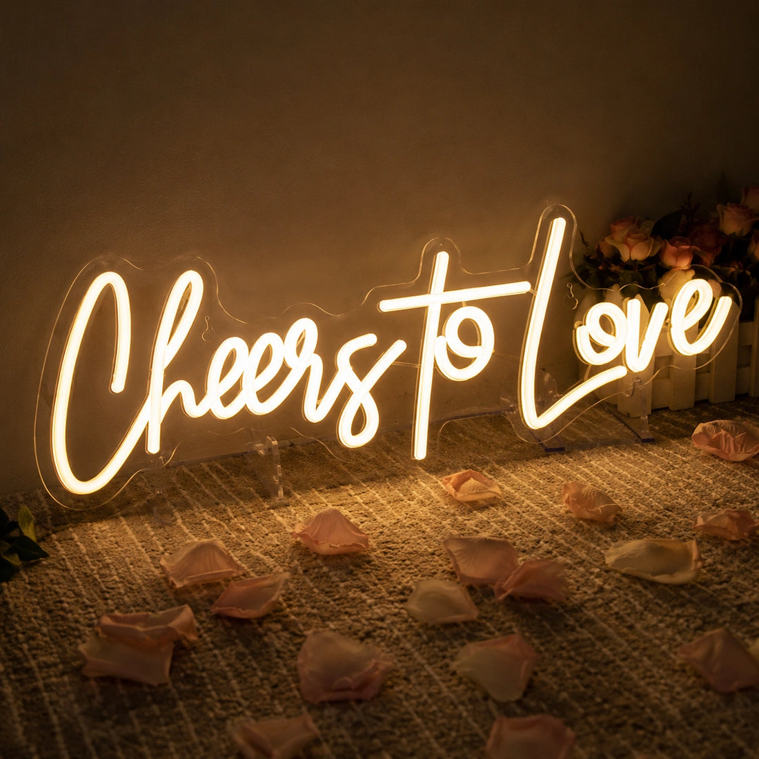 Cheers To Love LED Neon Sign – Romantic Wedding & Engagement Decor Light
