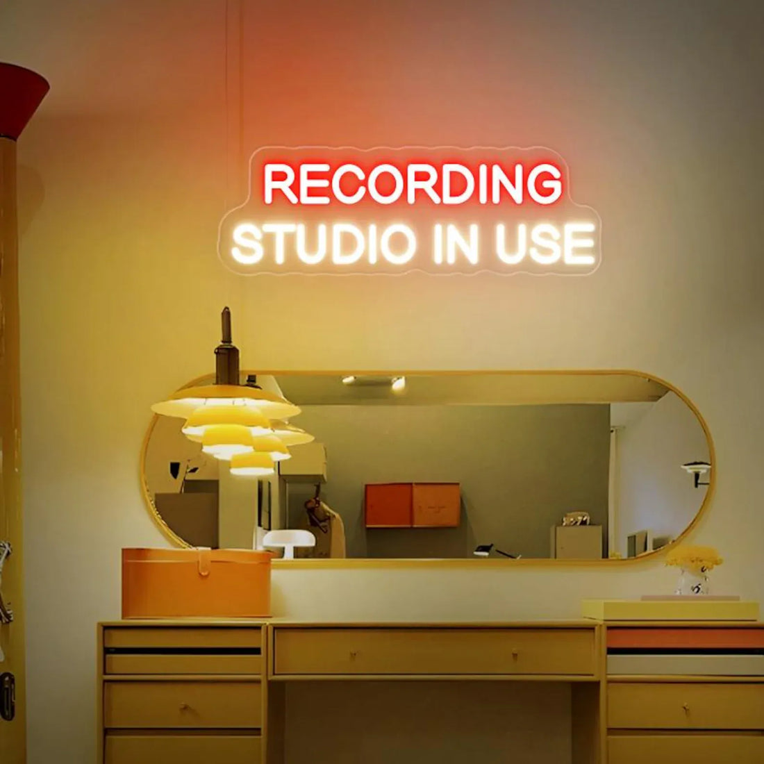 Light Up Recording Studio In Use Neon Sign