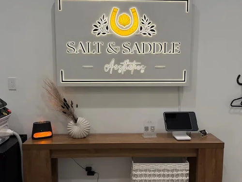 Custom Illuminated Salt & Saddle Estheties Sign