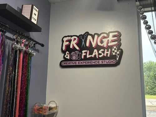 Custom Fringe & Flash Creative Studio Sign