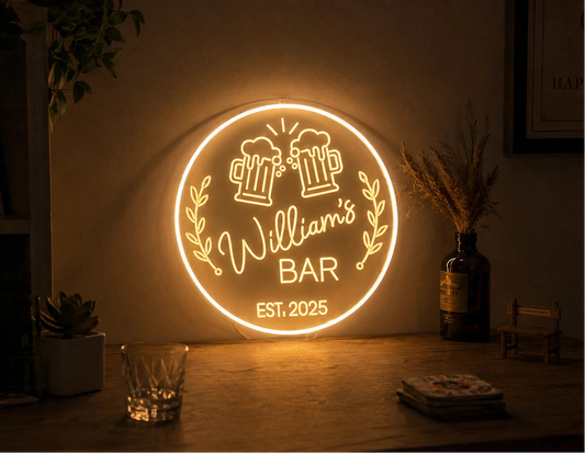 Custom Bar LED Neon Sign | Personalized Pub Wall Decor | Home Bar Neon Light