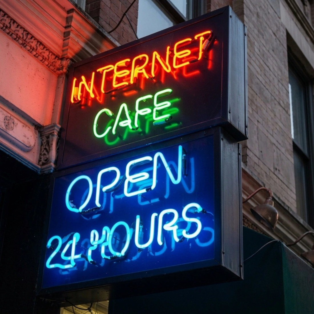 Internet Café Open 24 Hours LED Neon Sign | Business Window Display Light