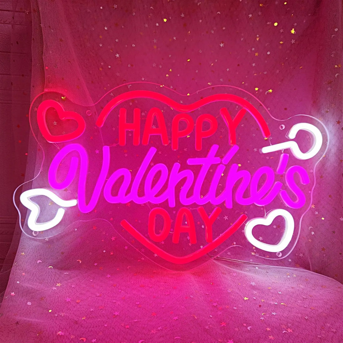 Happy Valentine's Day Neon Sign –  LED Light for Wall Décor