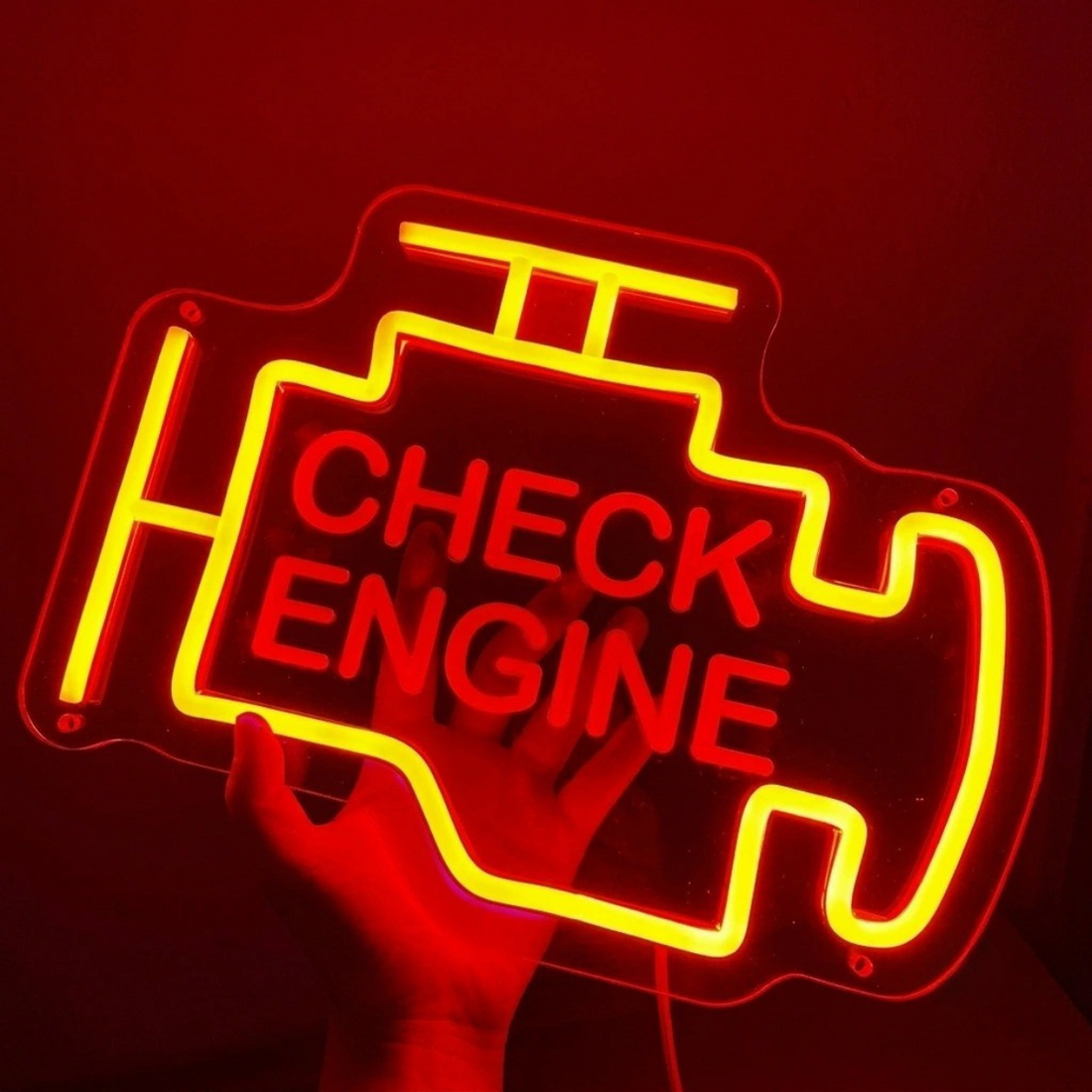 Check Engine LED Neon Sign | Automotive Garage Wall Light