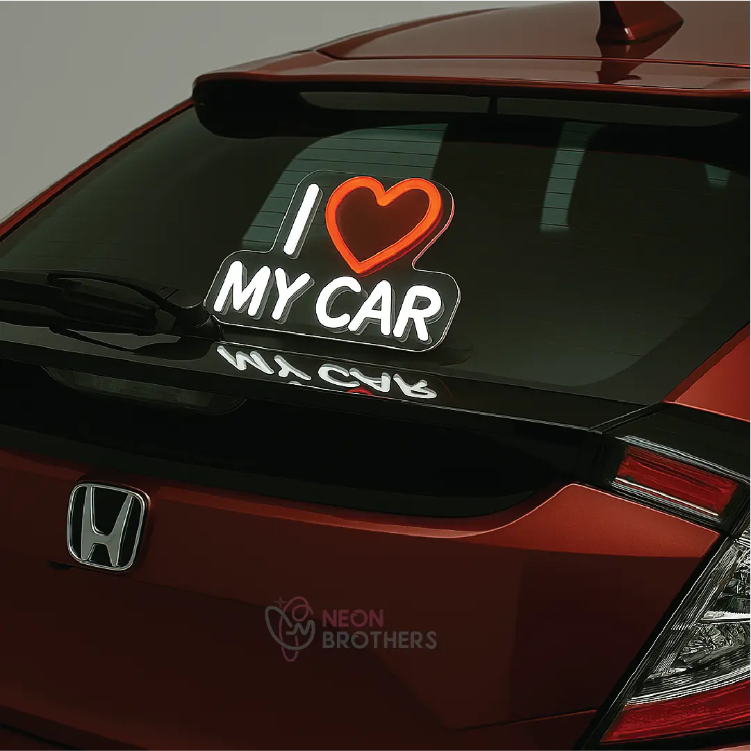 I Love My Car Neon Sign – Red & White LED Window Display | Car Lovers’ Favorite
