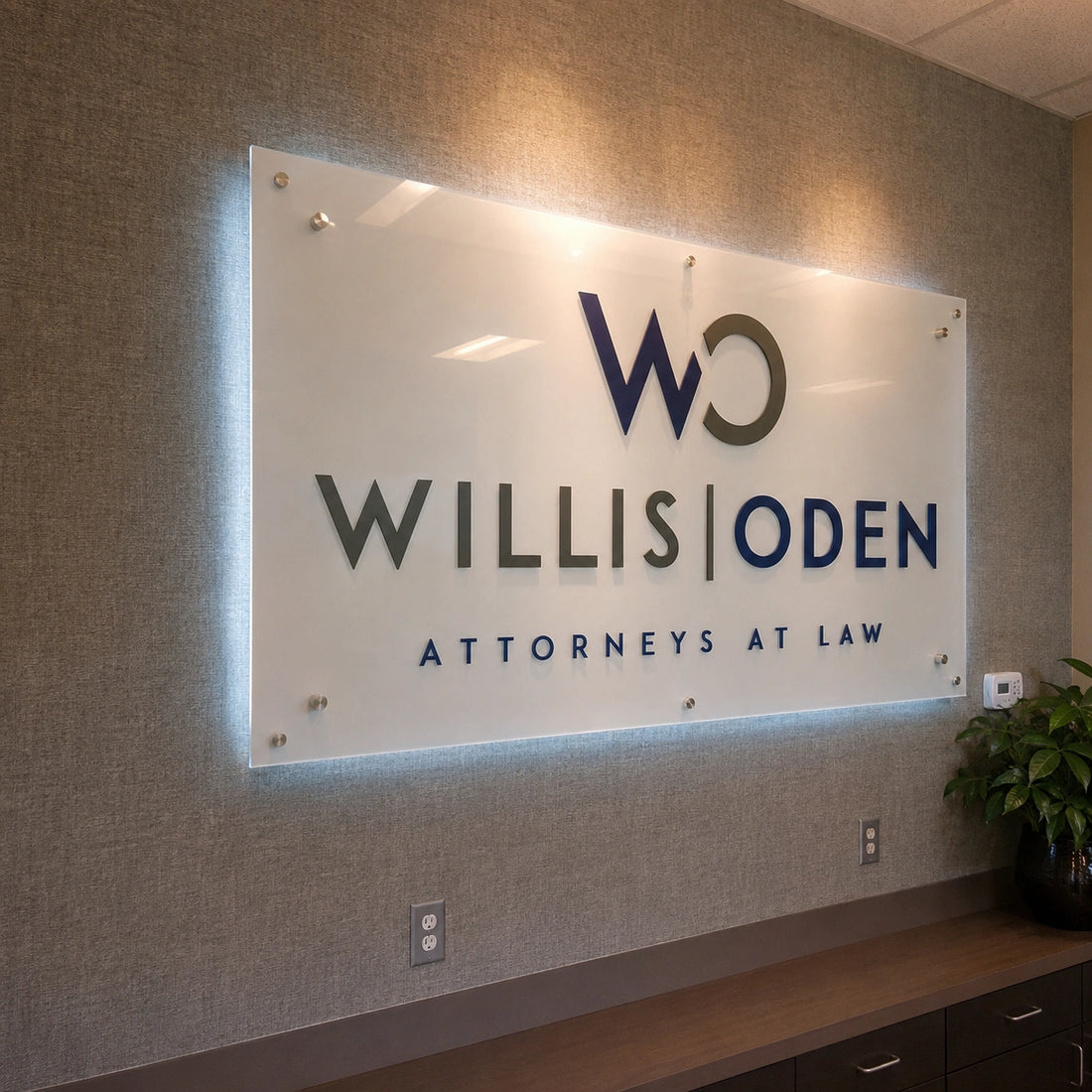Custom LED Halo Acrylic Office Logo Sign | Premium 3D Reception Wall Sign