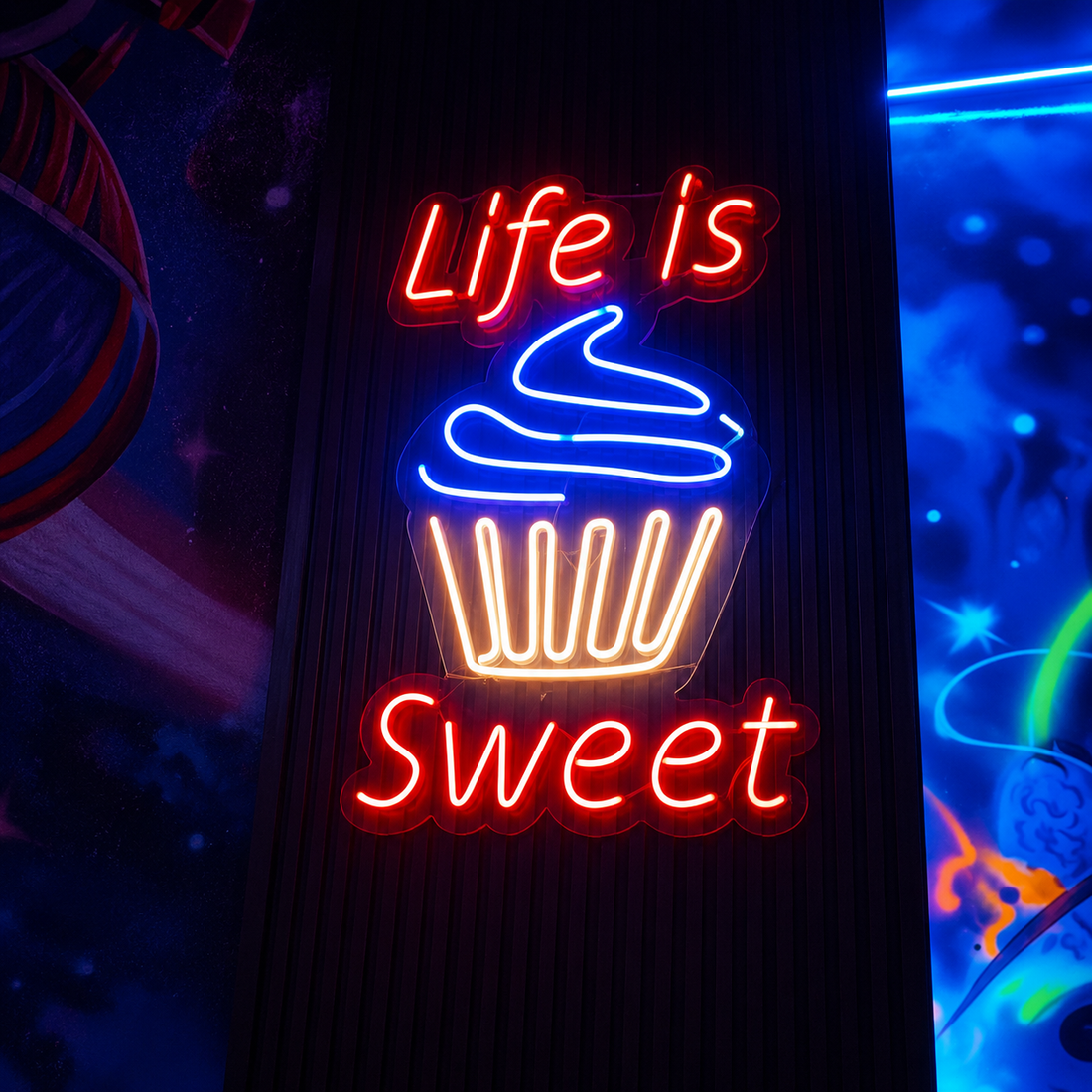 Life Is Sweet LED Neon Sign – Dessert Shop Wall Decor