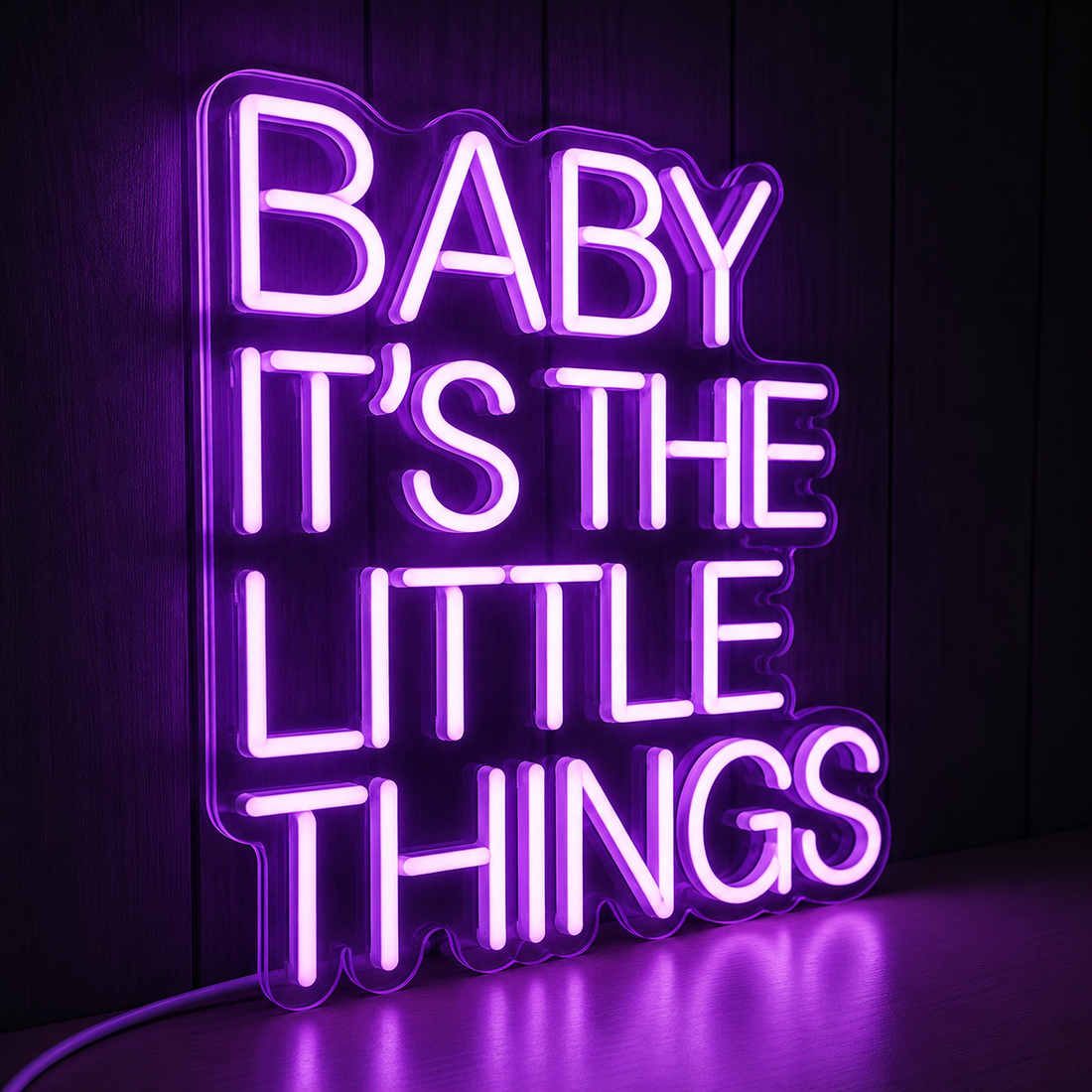 Baby It's The Little Things Purple LED Neon Sign – Nursery Quote Wall Decor