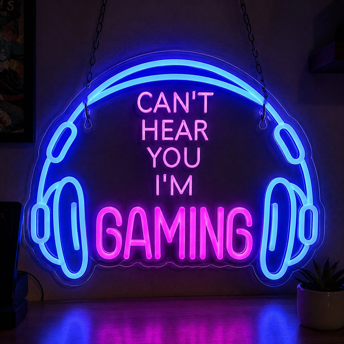 Can't Hear You I'm Gaming LED Neon Sign – Gamer Room Wall Decor Light