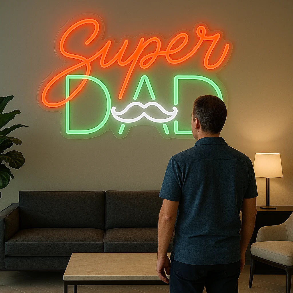 Personalised Super Dad Neon Light LED Gift