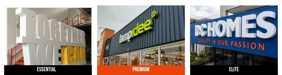 Three vinyl signs comparison showing quality differences over time - Neon Brothers