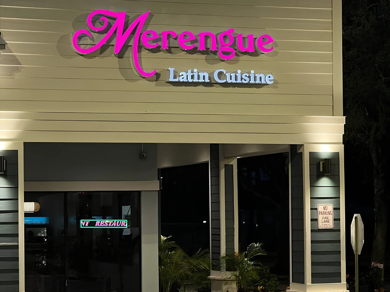 Custom illuminated restaurant sign for Merengue Latin Cuisine – Brisbane, QLD – Neon Brothers