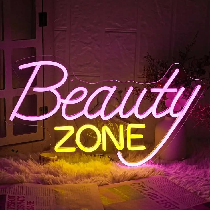 Beauty Zone LED Neon Sign – Pink Salon Wall Decor