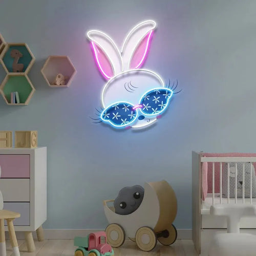 Beautiful Rabbit Girl Neon Sign – A Whimsical Glow for Kids' Rooms - Neon Brothers