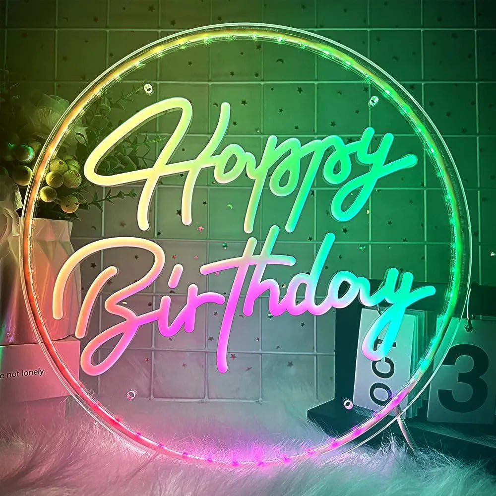 Happy Birthday Neon Sign – LED Light for Party Backdrop & Celebrations - Neon Brothers