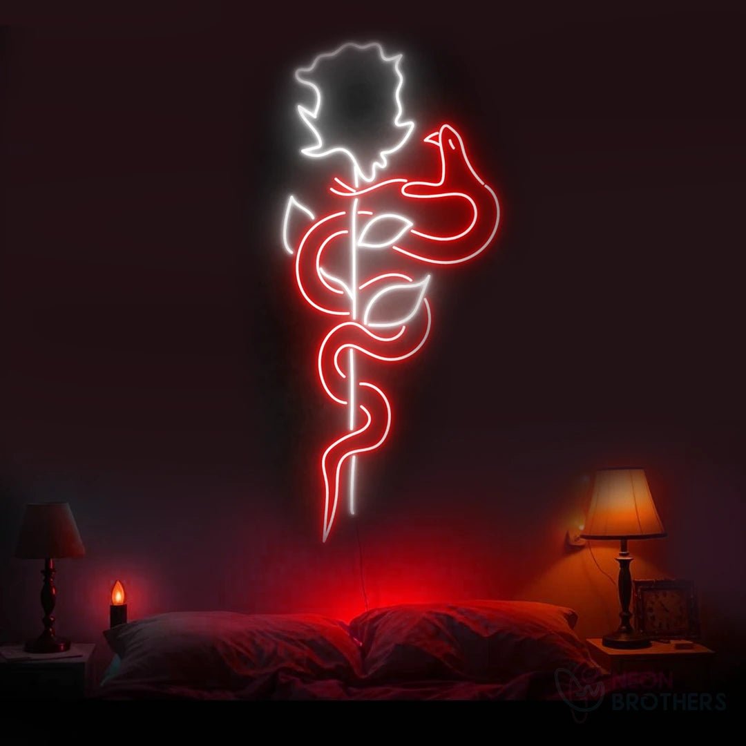 Snake & Rose Neon Sign – Bold & Elegant Wall Art - Neon Brothers